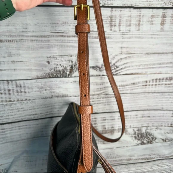 Fossil Black Leather Crossbody Purse Brown Cowhide Leather - Picture 6 of 16